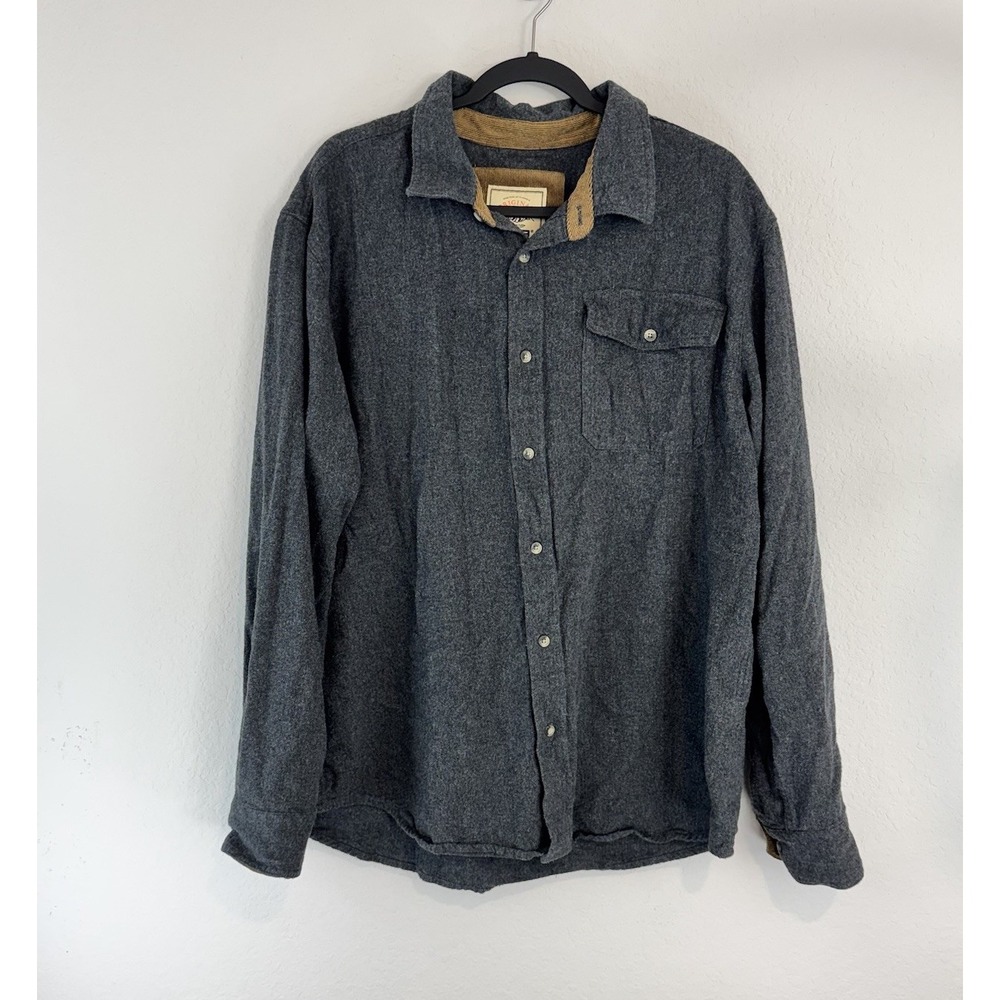 CQR Original Flannel Button Front‎ Cotton Gray Men's XL Shirt